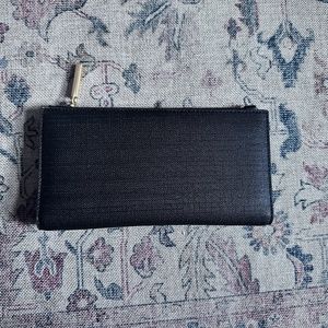 Dagner Dover Slim Wallet Textured Coated Vegan Leather Onyx NWOT